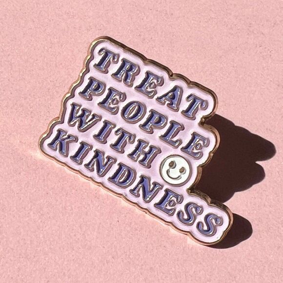 Treat people with kindness purple y2k bubble letter enamel pin - Picture 6 of 7